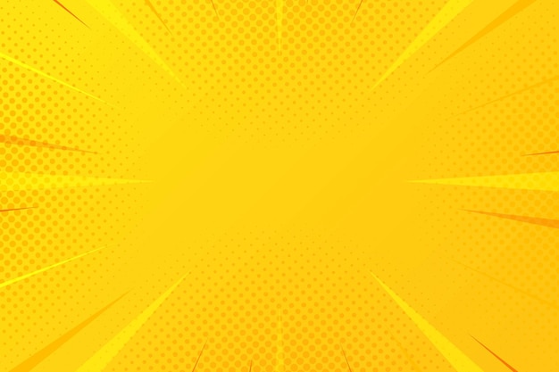Fondo de zoom cómico de semitono amarillo abstracto