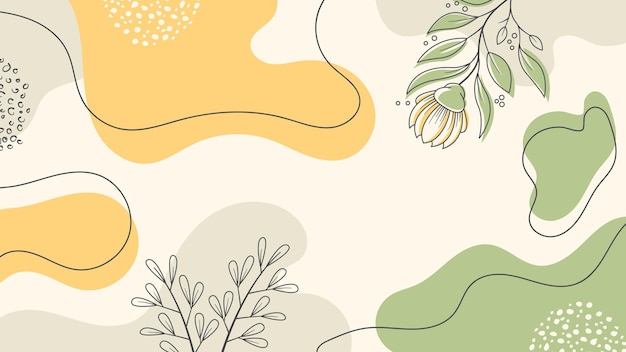Fondos abstractos de belleza con formas orgánicas florales y líneas de dibujo a mano en colores pastel