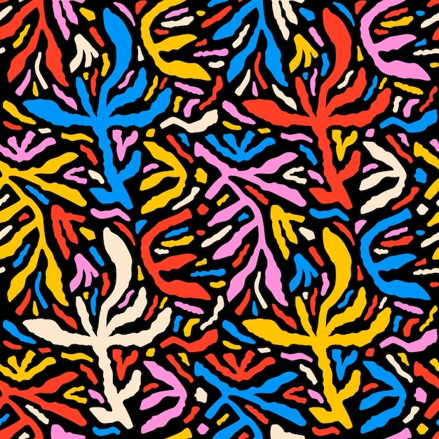 Fondos abstractos dibujados a mano con formas florales Patrones coloridos y brillantes sin costuras a mano libre