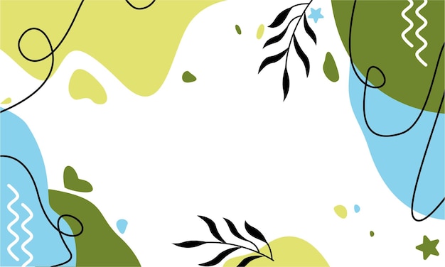 Fondos abstractos Doodle dibujado a mano varias formas hojas manchas gotas Plantilla de banner de redes sociales diseño de fondo de artes de línea para aplicaciones web y móviles
