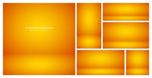 Vector fondos abstractos de estudio naranja vacíos con efecto de reflector escenario de telón de fondo de exhibición de productos