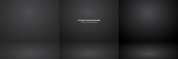 Fondos abstractos de estudio negro vacío con efecto de foco Producto escaparate telón de fondo Iluminación de escenario Ilustración vectorial