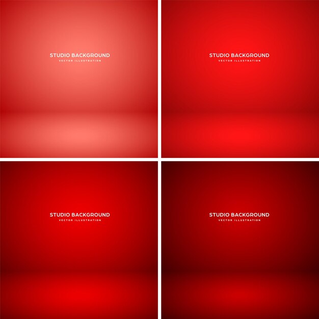 Fondos abstractos de estudio rojos vacíos con efecto de reflector telón de fondo de vitrina de producto iluminación de escenario ilustración vectorial