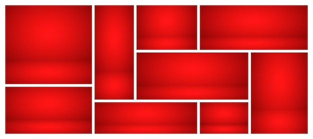 Fondos abstractos de estudio rojos vacíos con efecto de reflector telón de fondo de vitrina de producto iluminación de escenario ilustración vectorial
