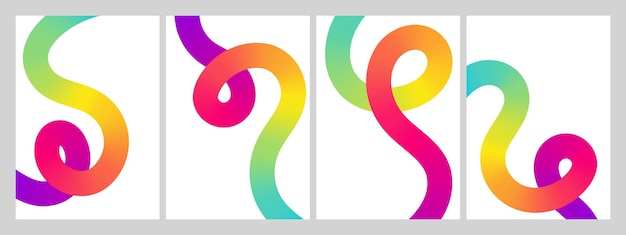 Fondos abstractos gradientes con líneas de color 3D en blanco para carteles vectoriales y diseños de tarjetas