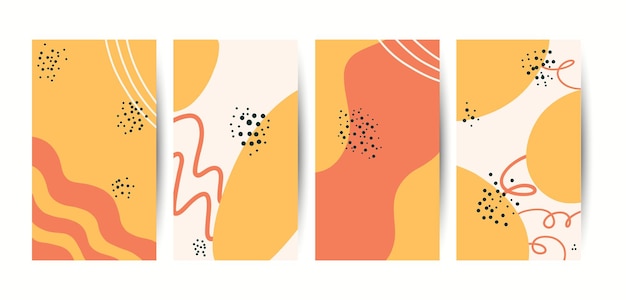 Vector fondos abstractos plantillas vectoriales para postales y carteles de redes sociales colores naranja y rojo