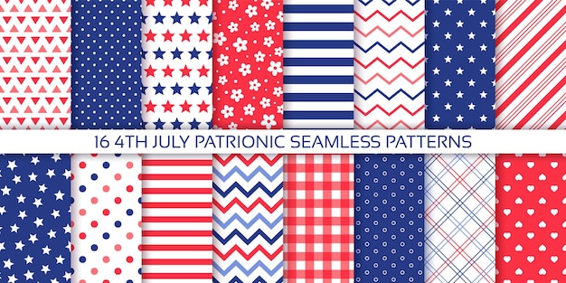 Fondos americanos 4 de julio patrón patriótico sin costuras Ilustración vectorial