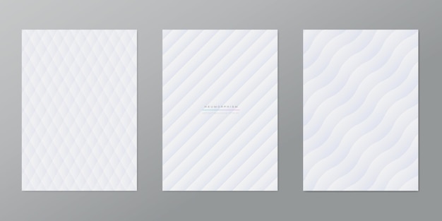 Fondos blancos abstractos vectoriales con patrón texturizado Formas geométricas en estilo neomorfismo EPS10