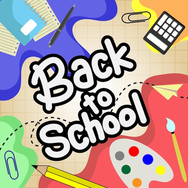 fondos de carteles escolares de moda diseño moderno con suministros escolares pegatinas educativas garabateo