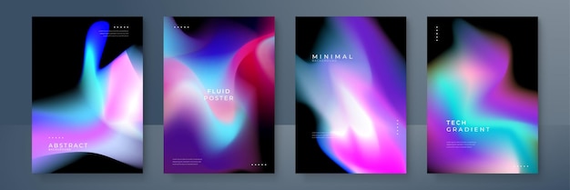 Fondos de degradado púrpura rosa azul borroso con patrones de degradado de color borrosos abstractos modernos Colección de plantillas suave para folleto cartel banner volante y tarjetas Ilustración vectorial
