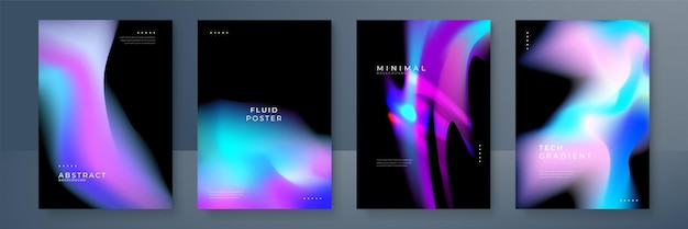 Fondos de degradado púrpura rosa azul borroso con patrones de degradado de color borrosos abstractos modernos Colección de plantillas suave para folleto cartel banner volante y tarjetas Ilustración vectorial