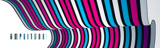 Fondos geométricos con líneas 3D paralelas mínimas ilustración abstracta vectorial, elemento genial de diseño dimensional, diseño de estilo funky para carteles publicitarios, pancartas y portadas.