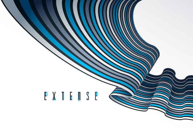 Fondos geométricos con líneas 3D paralelas mínimas ilustración abstracta vectorial, elemento genial de diseño dimensional, diseño de estilo funky para carteles publicitarios, pancartas y portadas.