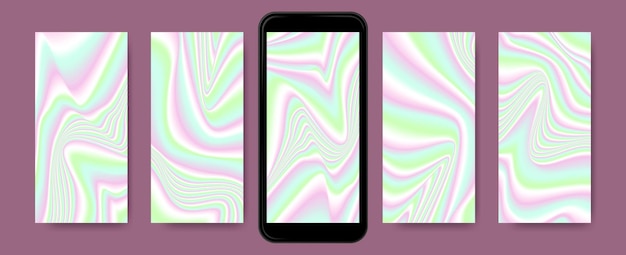 Fondos holográficos de malla fondos de pantalla fluidos abstractos para mobi