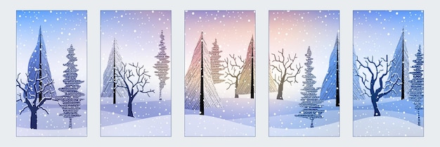 Fondos de invierno de bosque de invierno de ensueño para historias de redes sociales banner vertical y fondo de pantalla para teléfono