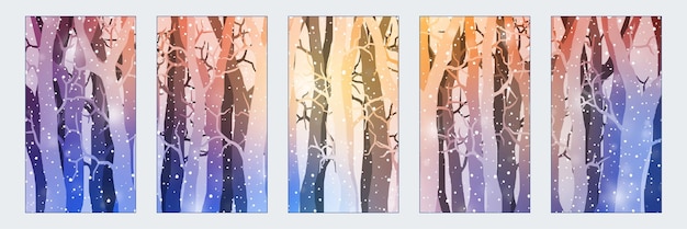 Fondos de invierno de bosque de invierno de ensueño para historias de redes sociales banner vertical y fondo de pantalla para teléfono