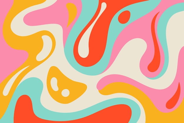 Los fondos de la línea del arco iris del remolino de ácido psicodélico en la década de 1970 estilo hippie de la década de 1960 patrones de papel de pared retro vintage de la década de 1970 de la década de 1960 fondo de póster psicodélico