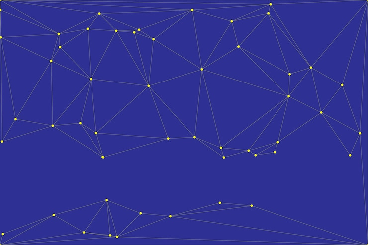 Vector fondos de malla polimétrica baja oscura y vibrante con conexiones geométricas coloridas para uso en stock