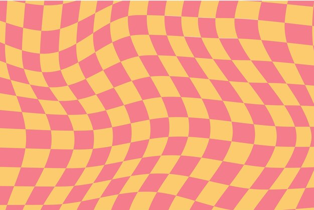 Fondos maravillosos hippie de los años 70Patrones de ondas de tablero de ajedrez Y2K retro psicodélico Ilustración vectorial