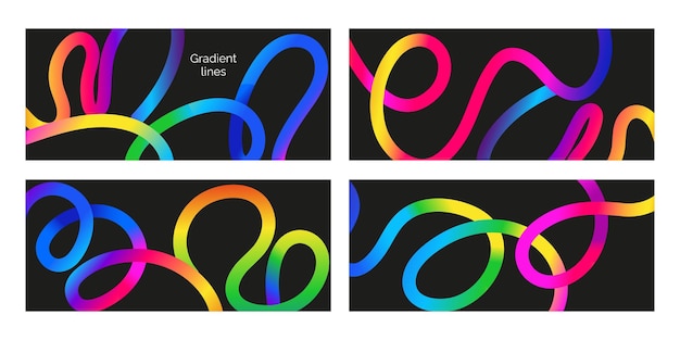 Fondos modernos abstractos con líneas de colores garabateados Elementos de diseño de gradiente de arco iris Colorido