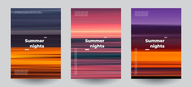 Los fondos de la noche de playa de verano establecen gradientes creativos en colores de verano