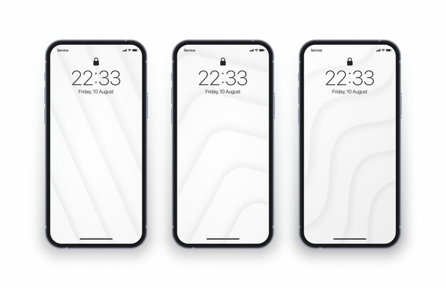 Fondos de pantalla blancos de estructura dinámica Skeuomorph en capas 3D en un teléfono móvil aislado