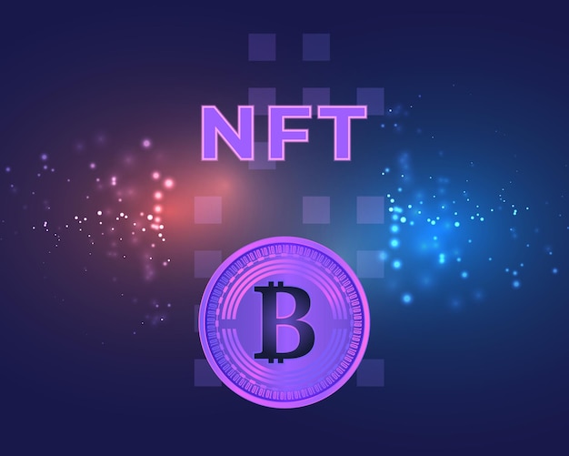 Fondos de pantalla nft con icono de criptomoneda y efecto de brillo.