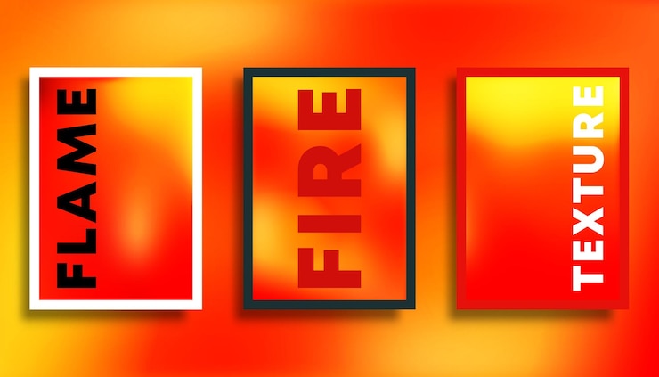 Vector fondos de textura de degradado de color de fuego establecidos para tipografía de cubierta de folleto de cartel de volante u otros productos de impresión ilustración vectorial