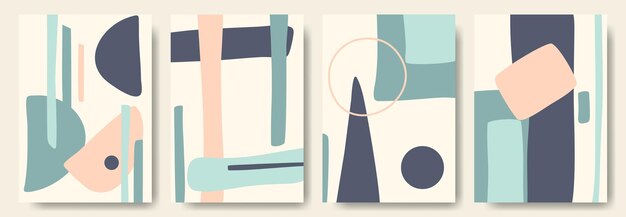 Fondos de vectores abstractos modernos estilo de moda minimalista varias formas configuran plantillas de diseño