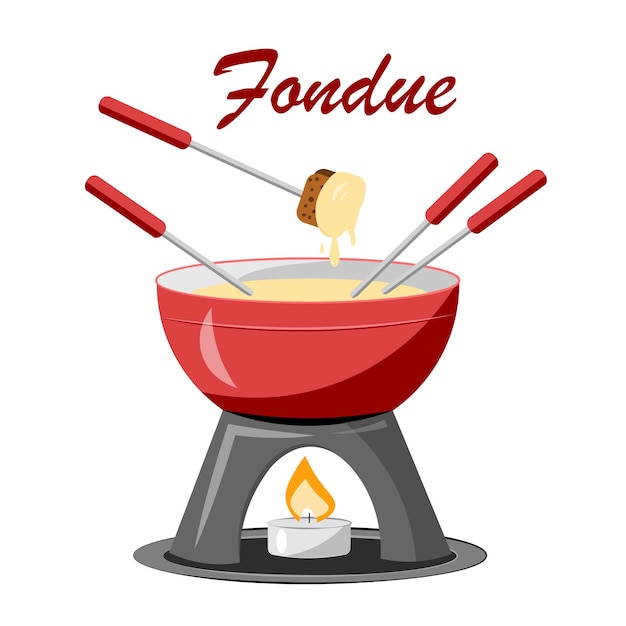 Fondue de queso sobre un fondo blanco