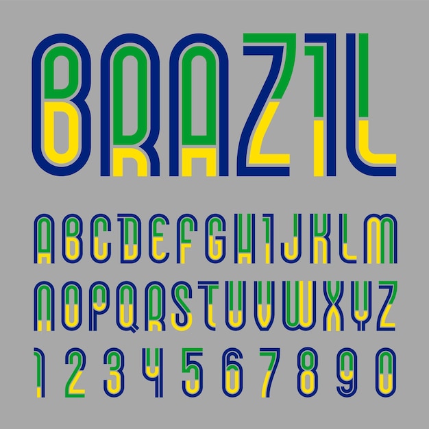 Font brasil. alfabeto colorido