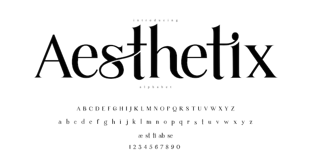 Fonte de alfabeto moderno con serif de ligadura estética