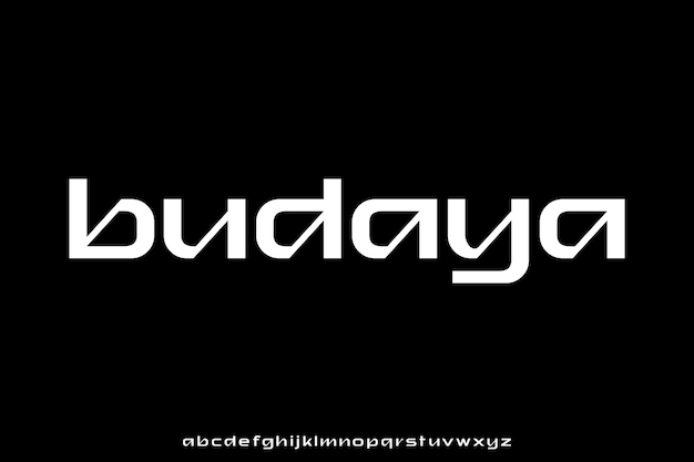 Fonte de visualización de alfabeto sin serif decorativo único vector tipo de letra experimental futurista
