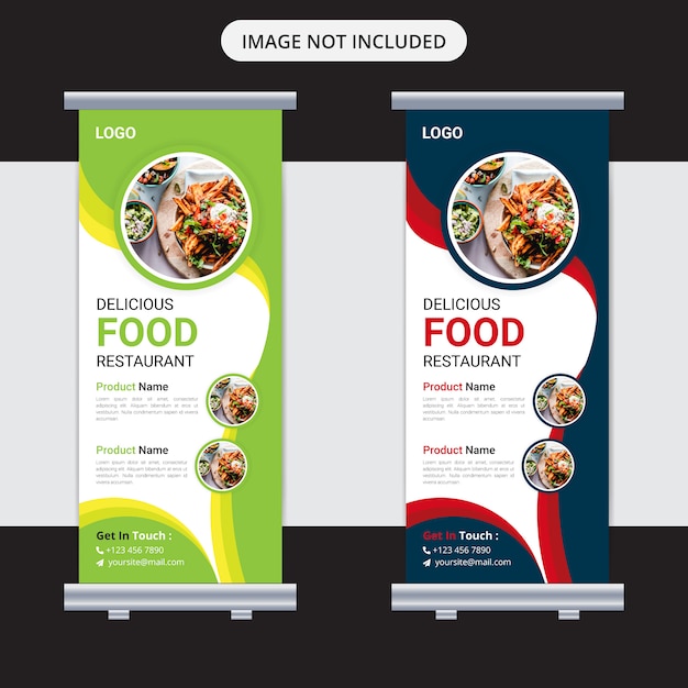 Food Roll Up Banner Design para restaurante