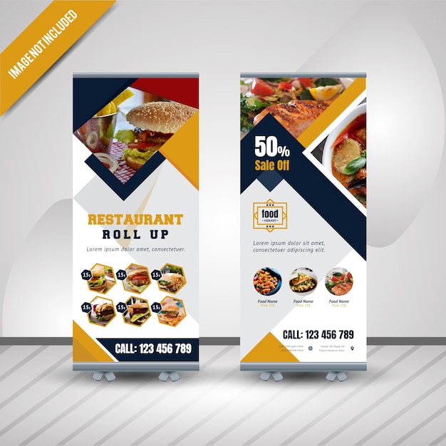 Food roll up banner design para restaurante