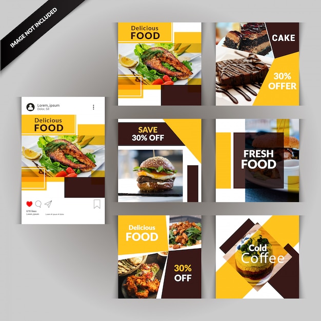 Vector food social media post template para restaurante