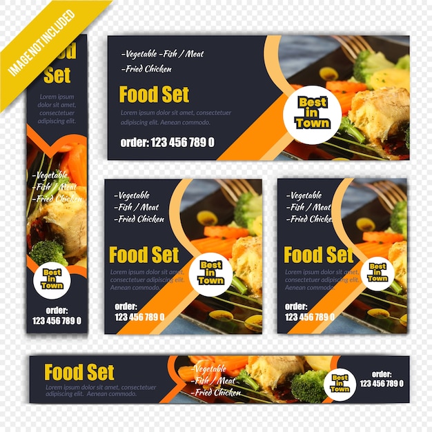 Vector food web banner set para restaurante