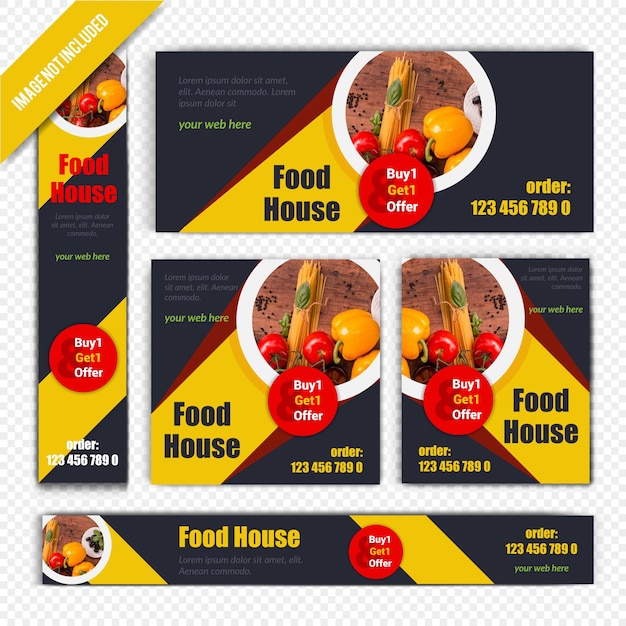 Vector food web banner set para restaurante