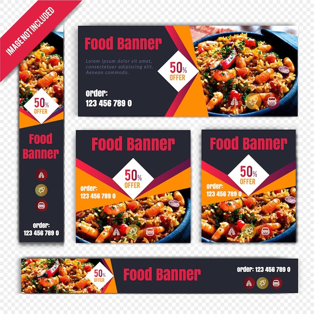 Vector food web banner set para restaurante