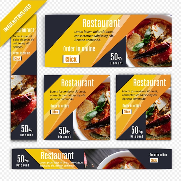 Vector food web banner set para restaurante