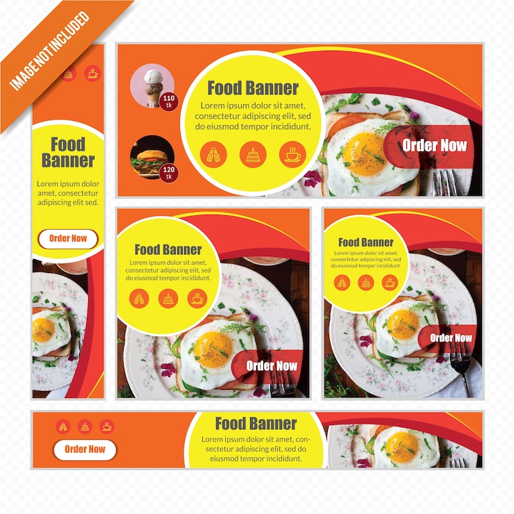 Vector food web banner set para restaurante