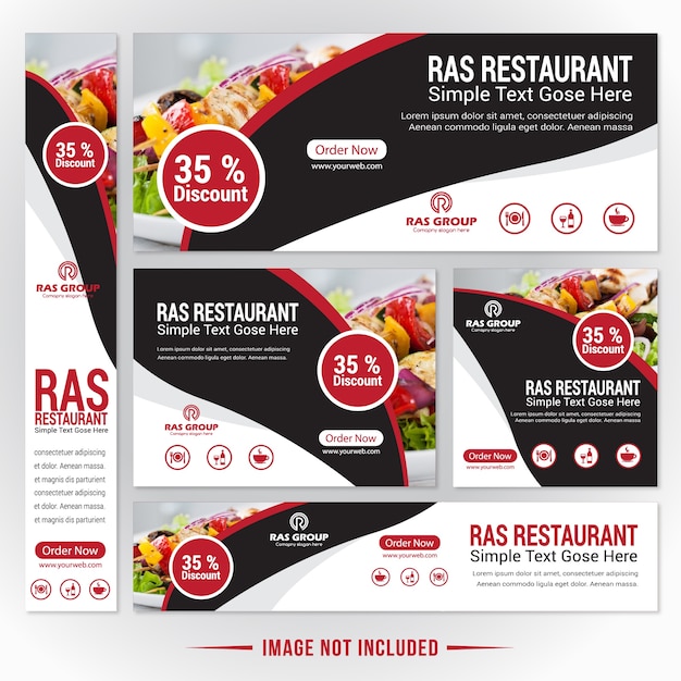 Food web banner set para restaurante