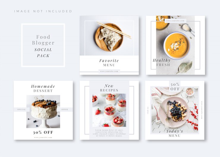 Foodie white plantilla cuadrada limpia y simple de redes sociales
