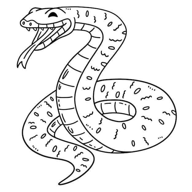 Forest Animal Grass Snake Isolated Coloring Page