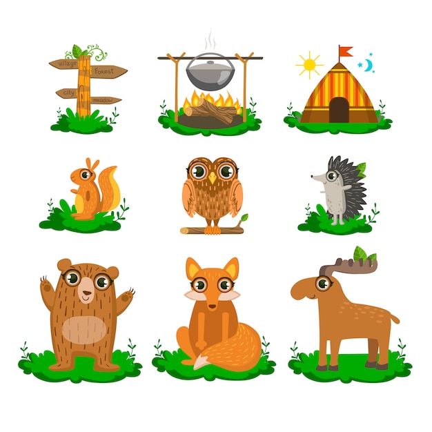 Forest camping cute set