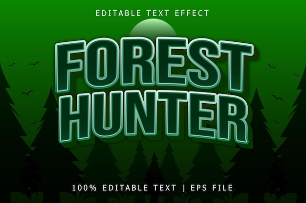 Forest Hunter Editable Text Effect 3 Dimension Relieve Estilo moderno