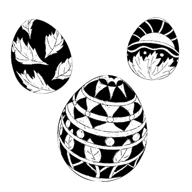 Vector forma de 3 huevos de pascua decorados con adornos ilustración vectorial de huevos de pascua