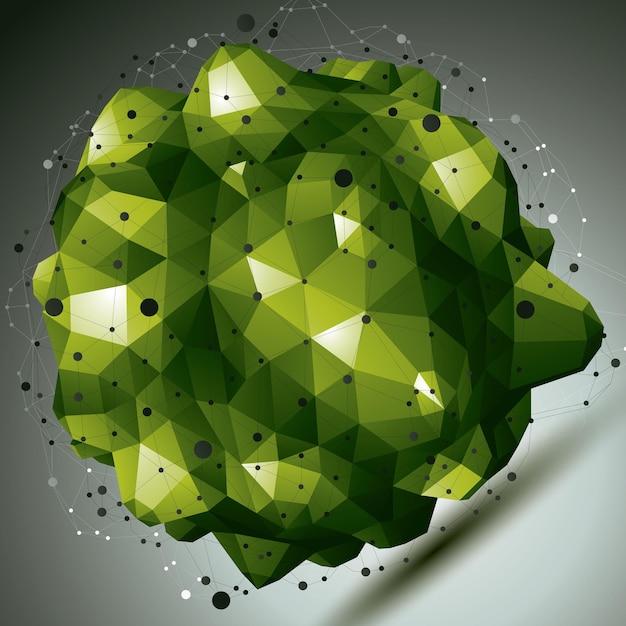 Forma 3D brillante abstracta complicada, objeto de entramado digital vectorial. tema de la tecnología.