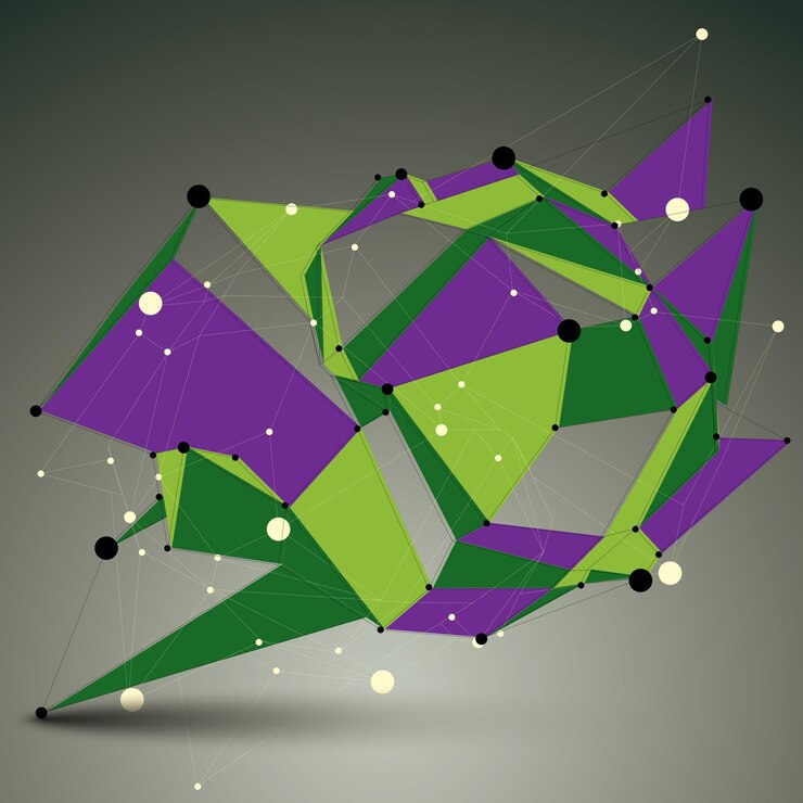 Vector forma 3d colorida abstracta complicada, objeto de entramado digital vectorial. tema de la tecnología.