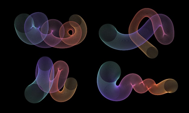 Forma 3D ondulada con gradiente colorido en fondo negro
